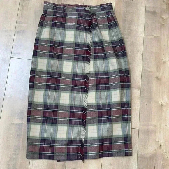 Talbots Vintage MIDI Skirt Plaid Skirt Wool Sz 6P - Picture 1 of 10
